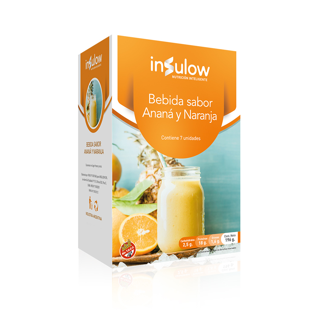 PROTEÍNA INSULOW BEBIDA SABOR ANANÁ Y NARANJA 